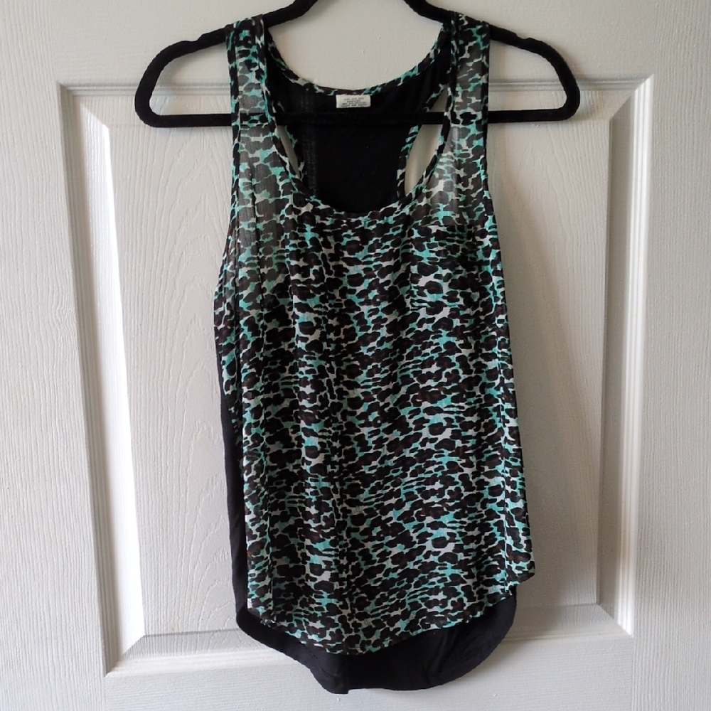 Essentials Leopard Print Tank Top - Black and Green